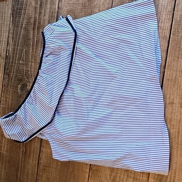 J. Crew Tops - J.CREW one shoulder striped blue white Sz 6 blouse